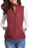 Fuinloth Women's Quilted Vest Stand Collar Lightweight (Style KV19)