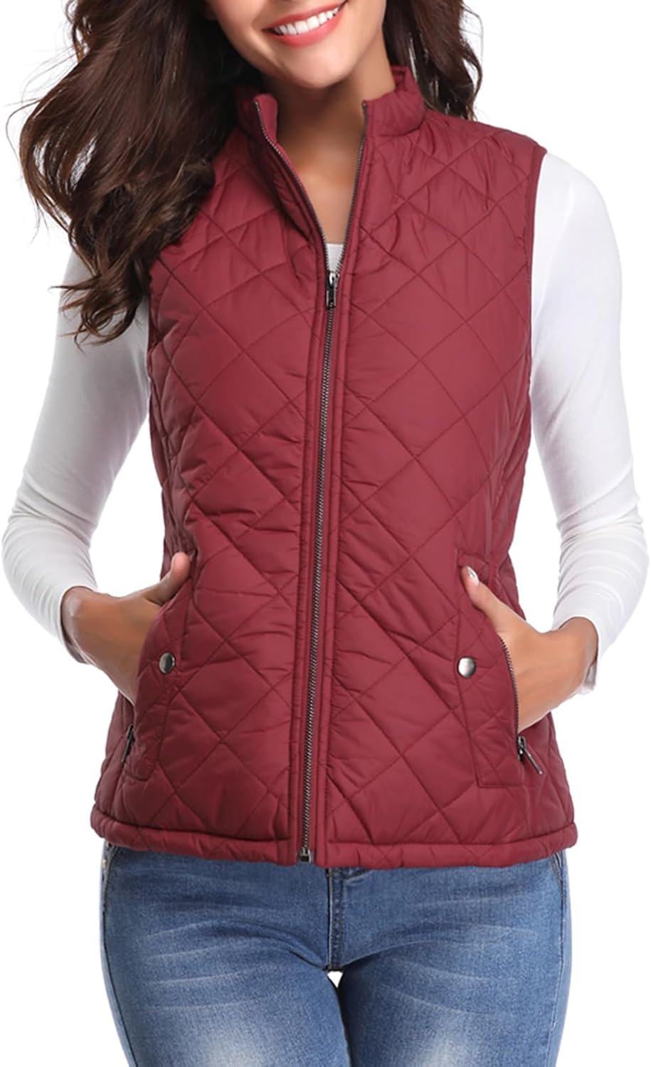 Fuinloth Women's Quilted Vest: Stylish Lightweight Zip Gilet