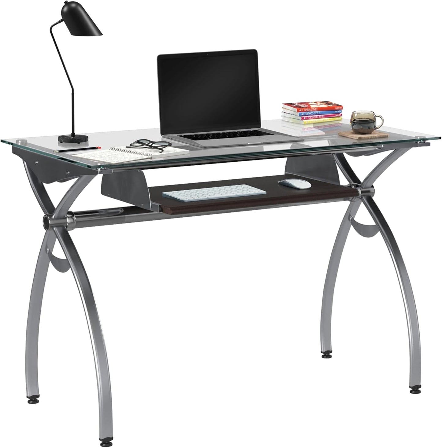 Compact Glass Top Computer Desk - Small Space Savior!