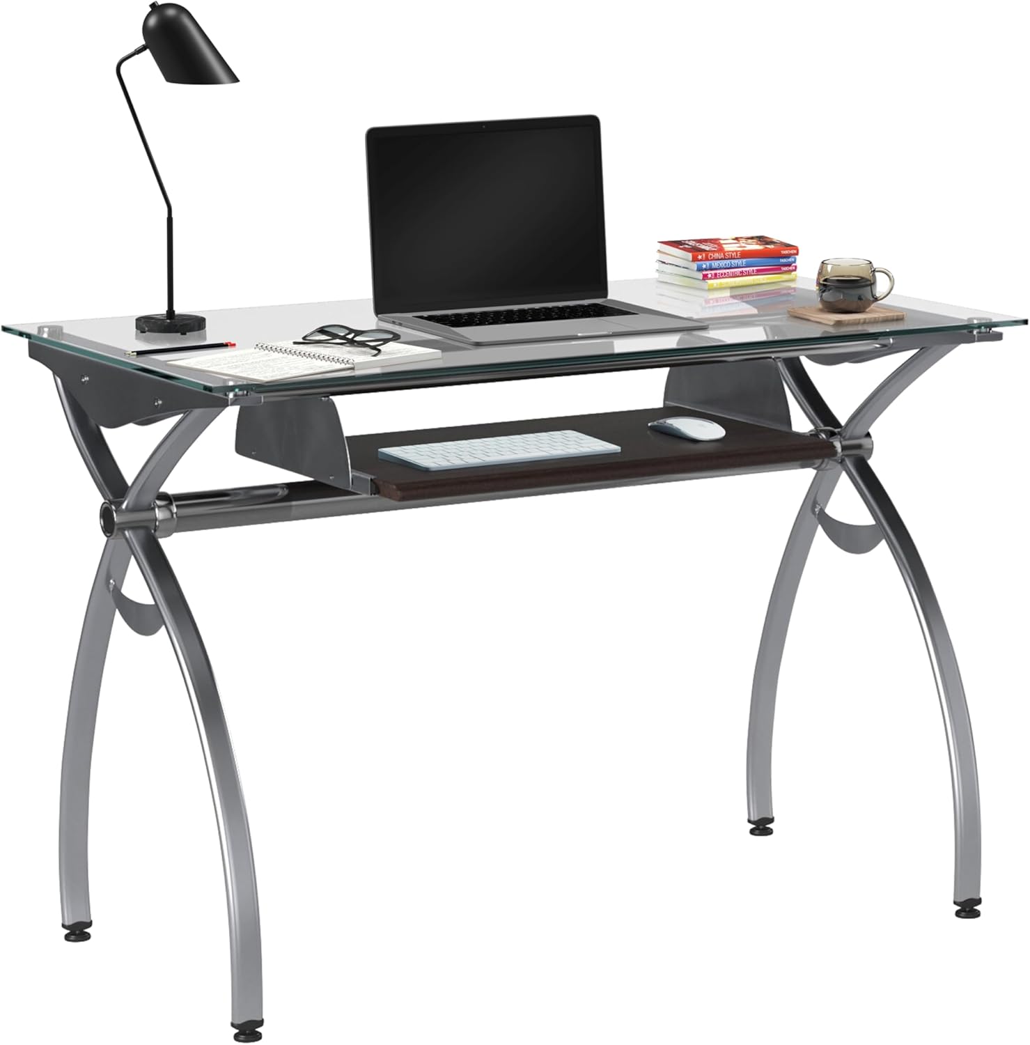 Compact Glass Top Computer Desk - Small Space Savior!
