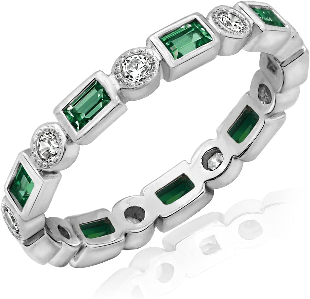Eternity Band Ring with Created Gem and Cubic Zirconia Accents