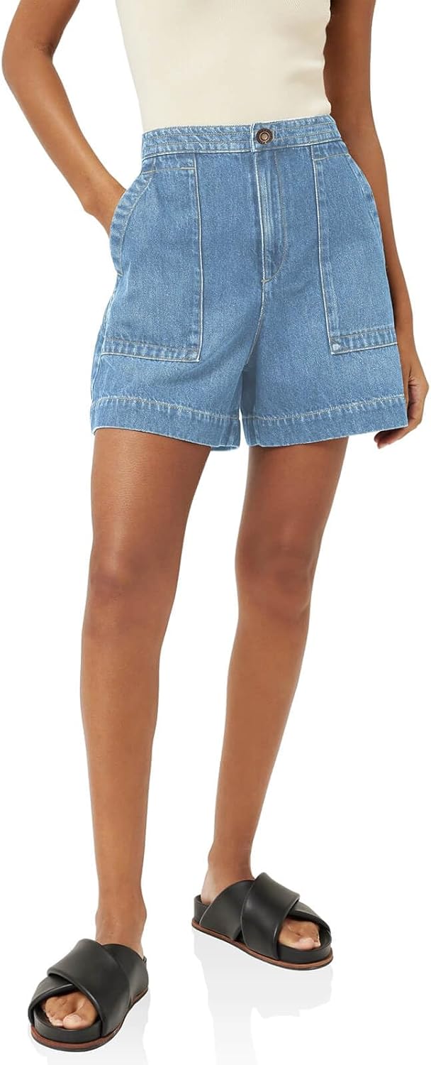 Womens Casual High Waisted Denim Shorts with Pockets for Summer