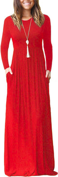 GRECERELLE Long Sleeve Casual Round Neck Floral Maxi Dress