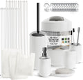 White Bathroom Accessories Set with Shower Curtain and Rugs - 23PC