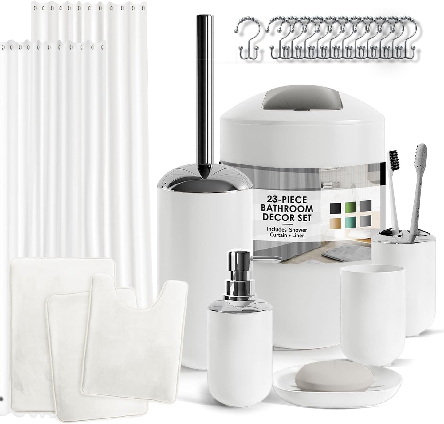 Clara Clark Bathroom Set - Stylish White Accessories for Your Home