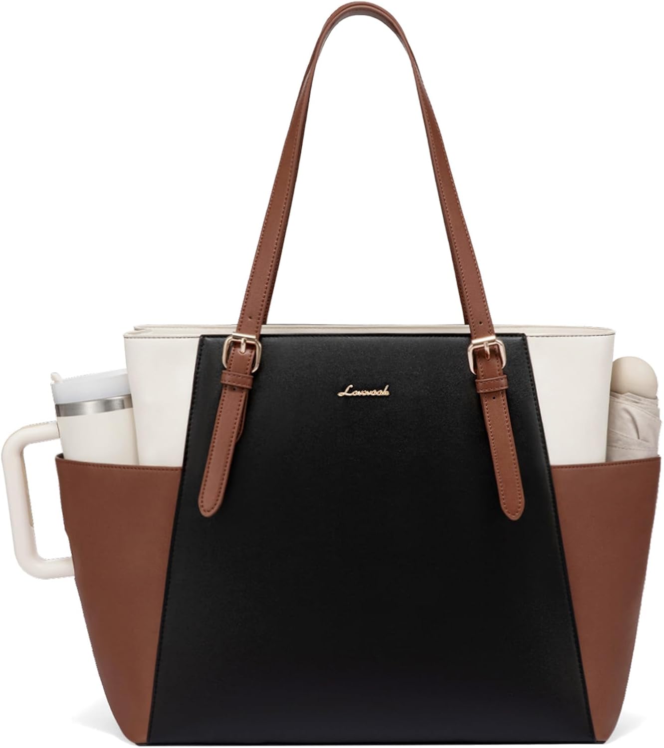 LOVEVOOK Laptop Tote Bag for Women with Large Cup Holder