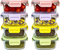 16 Pcs Square Glass Food Storage Containers With Lids - Leak-Proof