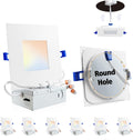 Adetu 4 in Square LED Recessed Lighting 6-Pack - Thin 5CCT Dimmable