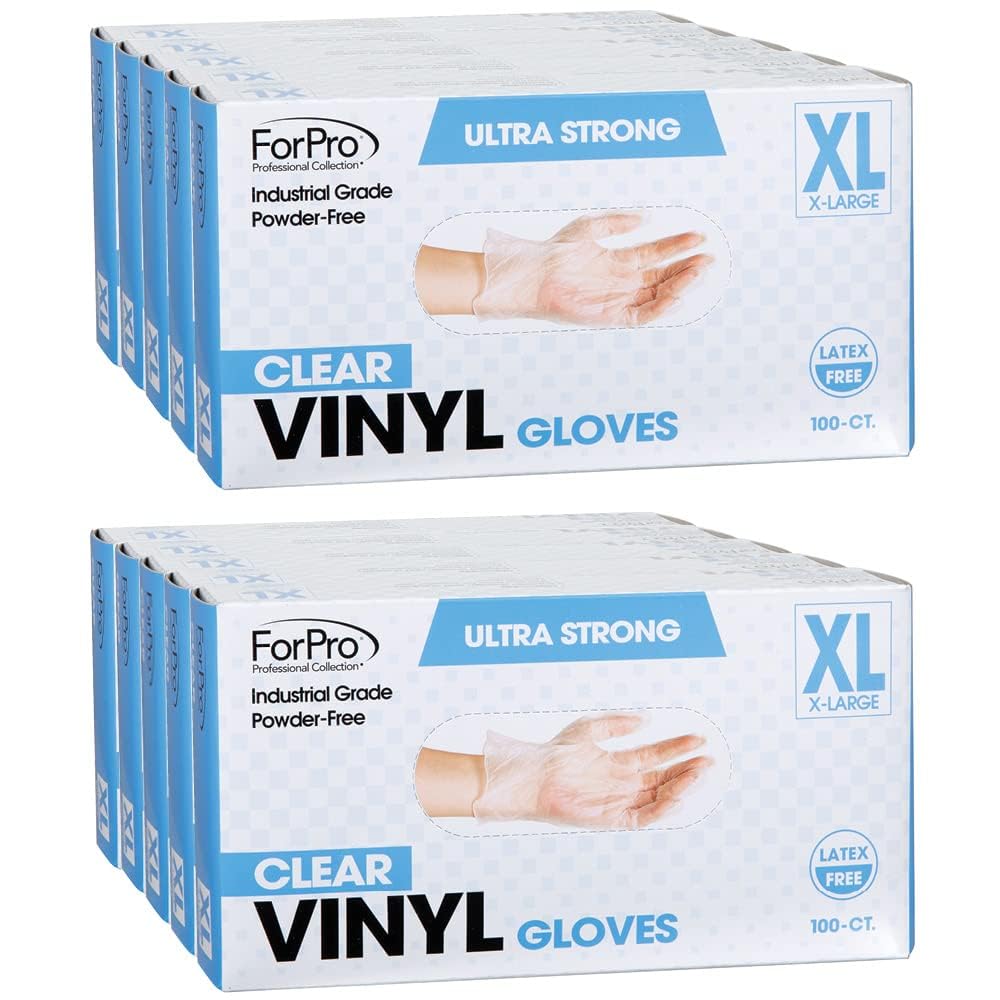 ForPro Disposable Vinyl Gloves - Industrial Grade, Food Safe