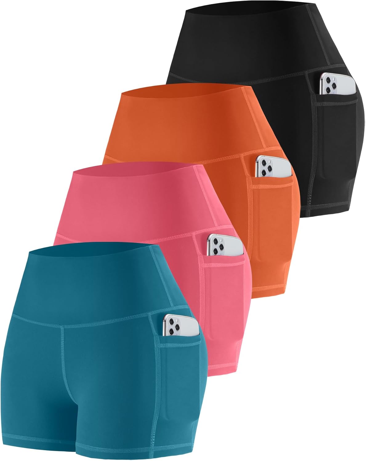 CHRLEISURE Womens Biker Yoga Shorts with Pockets for Comfort