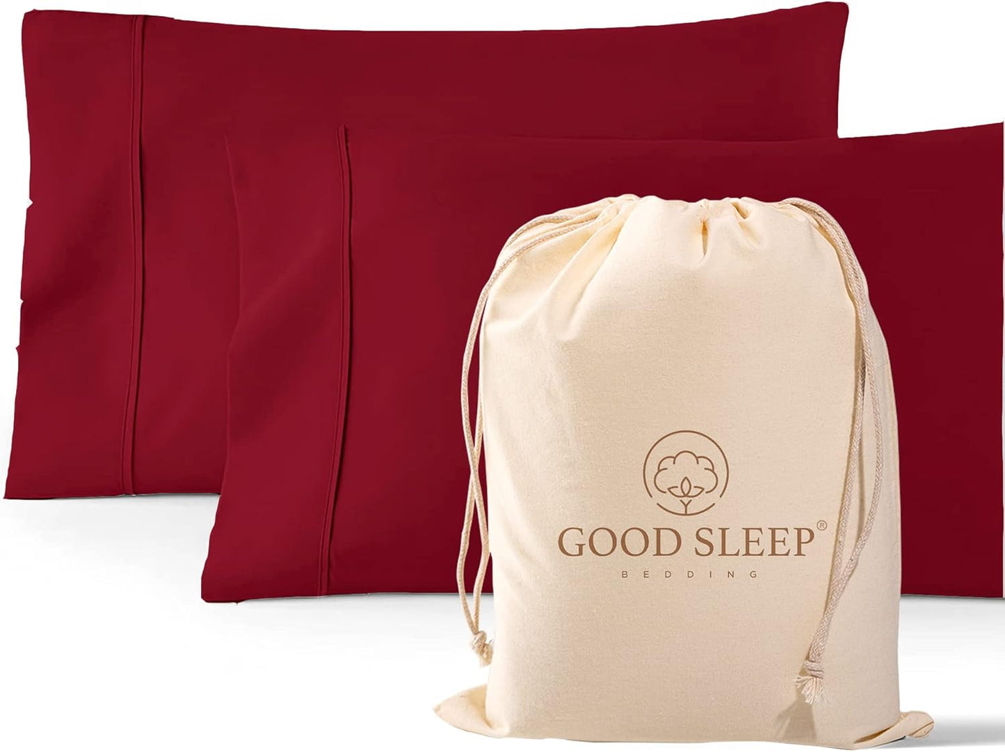 1000 TC Burgundy King Pillowcases Set of 4 for Luxurious Sleep