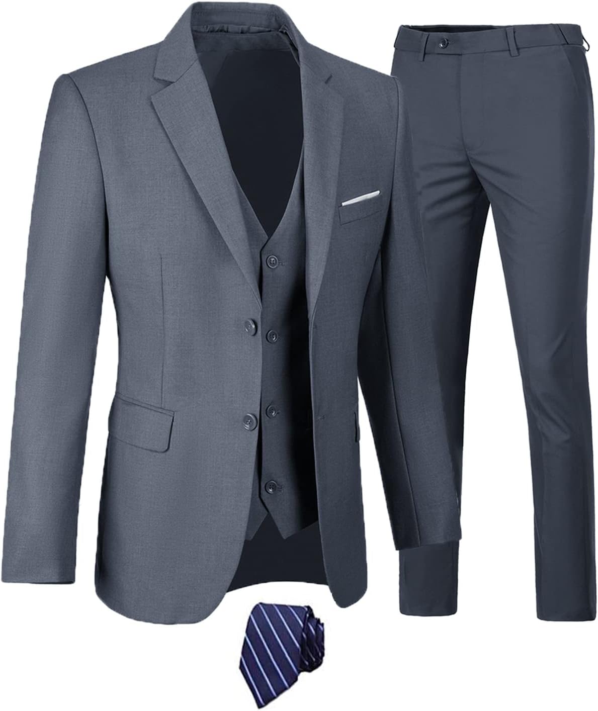 Furuyal Men's Slim Fit 3 Piece Suit Set for Weddings and Business