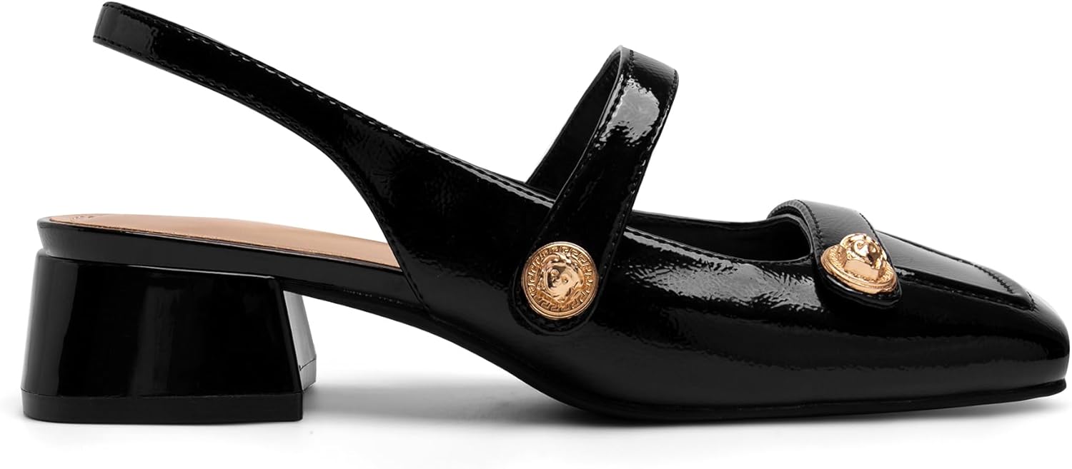 Slingback Mary Jane Heels for Women with Low Block Heel Style