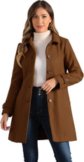 Allegra K Women's Winter Outerwear Overcoat - Warm A-Line Pea Coat
