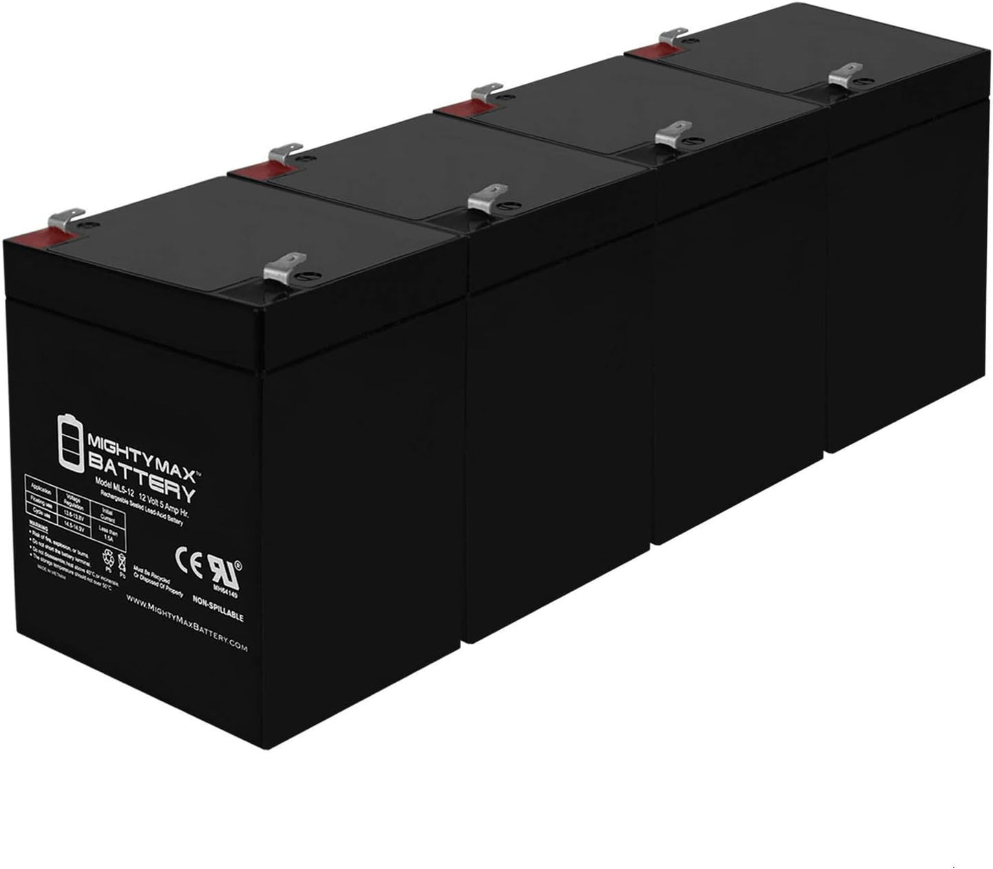 Mighty Max Battery ML5-12 12V 5AH SLA Battery Pack of 4