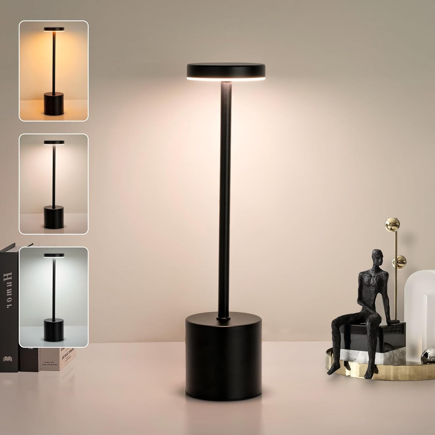 ZOOPEEN LED Rechargeable Desk Light - Touch Dimming, Portable Night Lamp