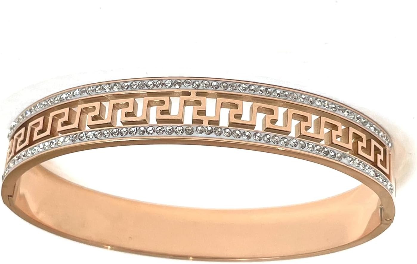 18kt Greek Key Meander Bracelet with Austrian Crystals