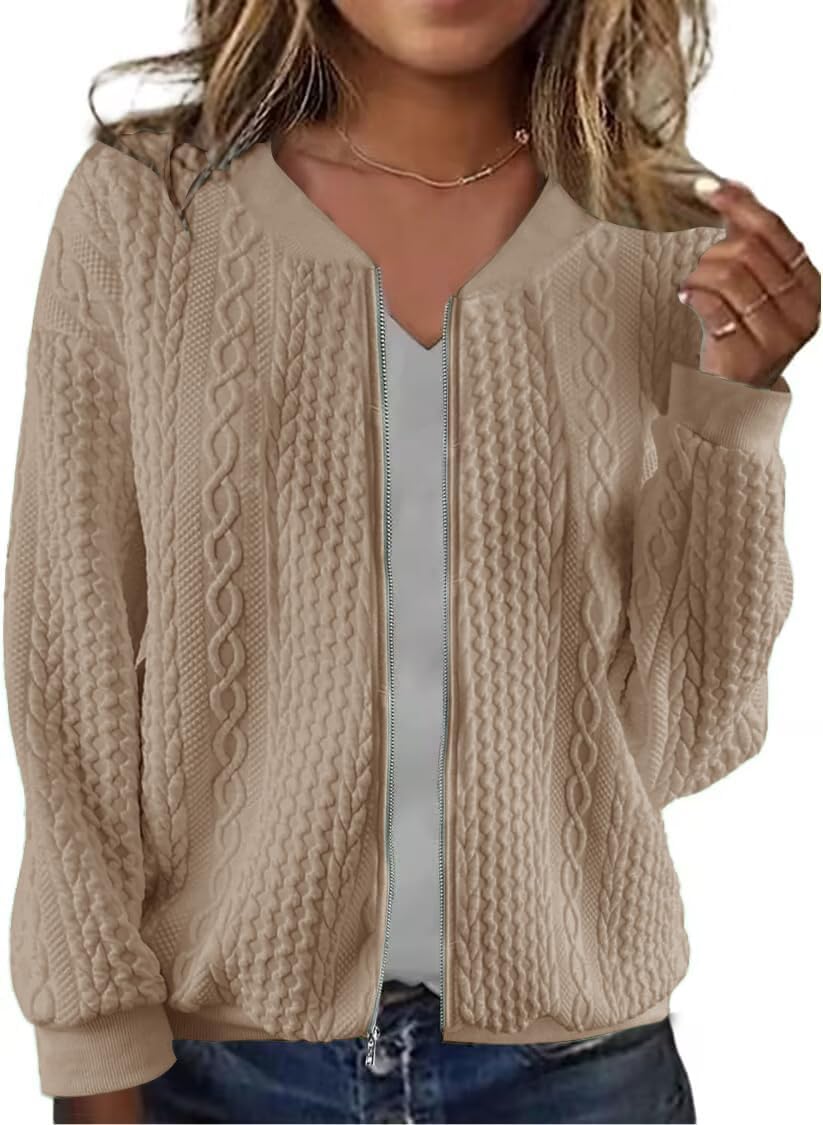 Women's Zip Up Sweatshirt Jacket with Pockets for Casual Wear