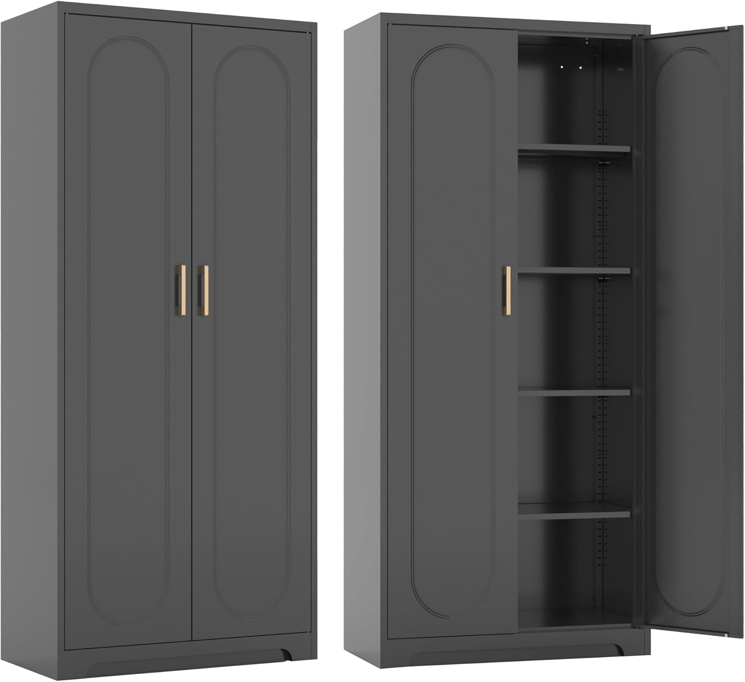 Metal Tall Black Cabinet for Pantry, Laundry Room, and More