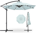10ft Solar LED Offset Market Patio Umbrella - Bright Night Lighting