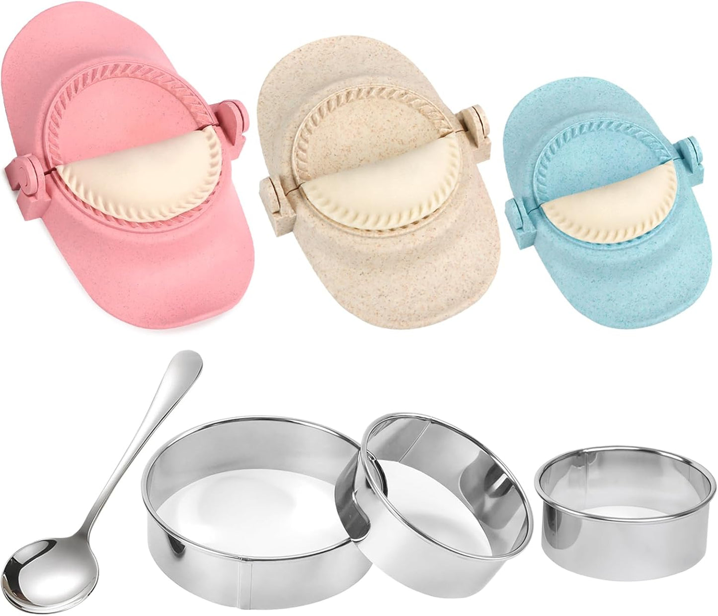 Dumpling Maker Set - 3 Sizes, Dough Cutter + Stuffing Spoon - KAYCROWN
