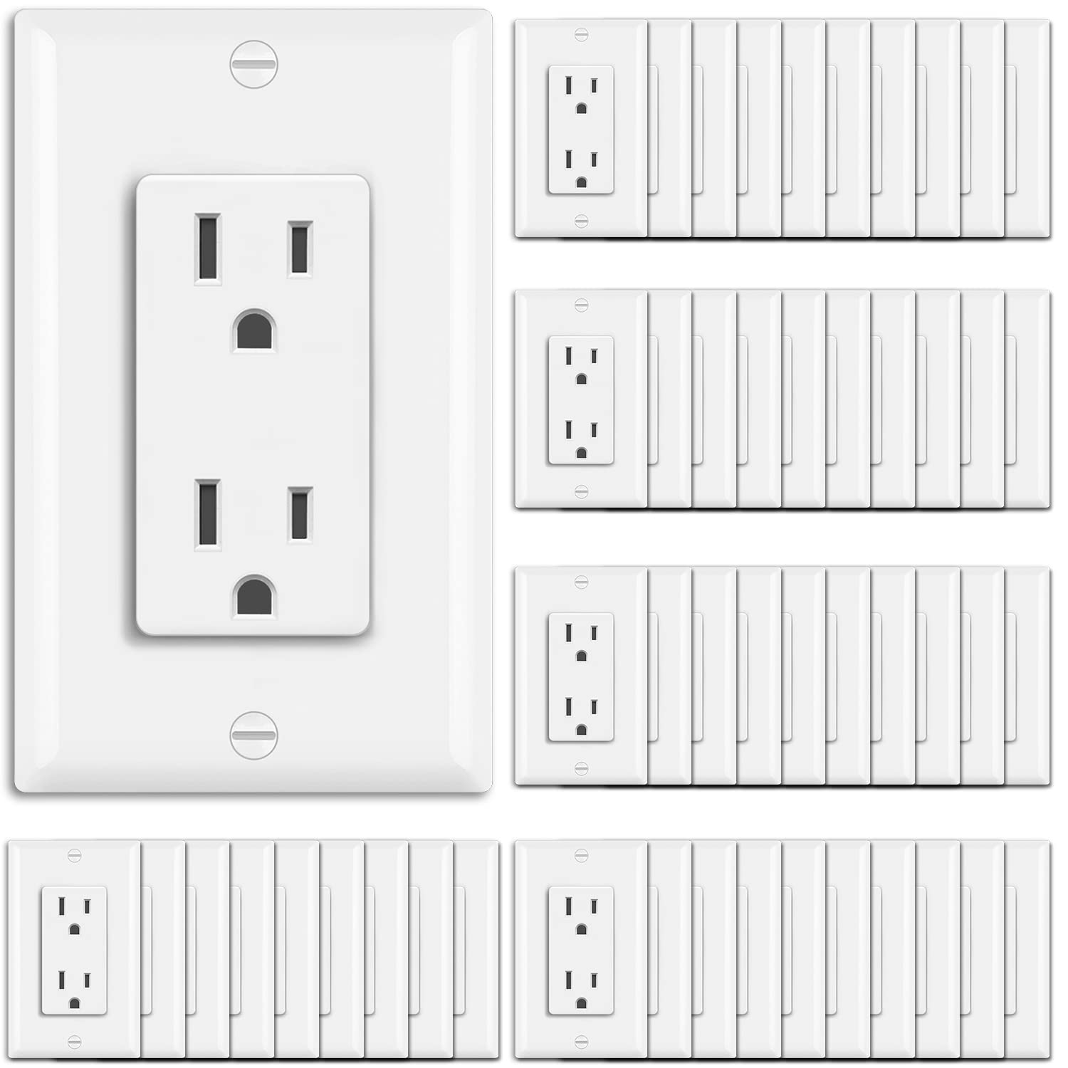 BESTTEN Decorator Receptacle Outlet 15 Amp for Home and Office