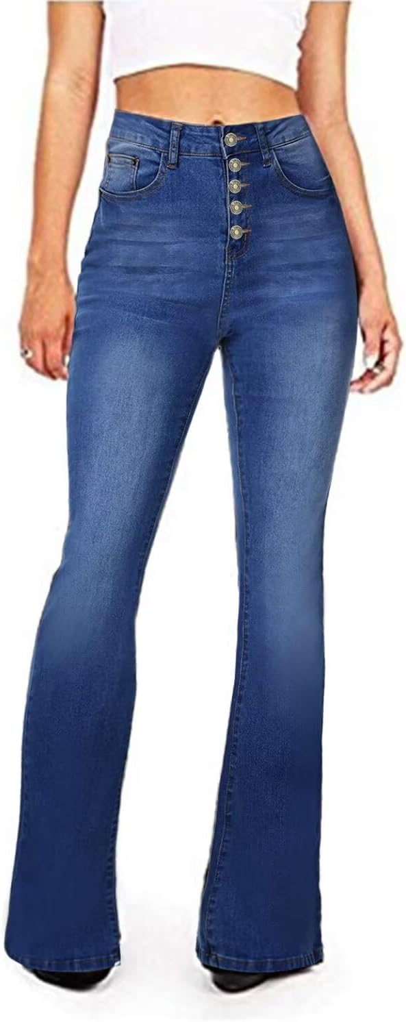 KDF Flare Jeans for Women - High Waisted Bootcut Bell Bottoms