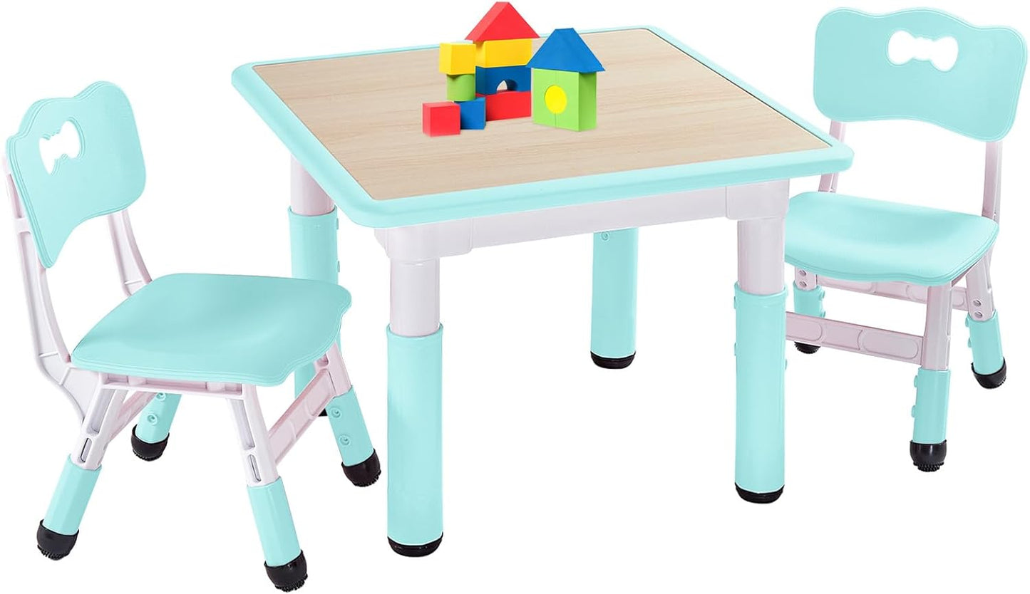 FUNLIO Kids Table and 2 Chairs Set for Ages 3-8, Adjustable