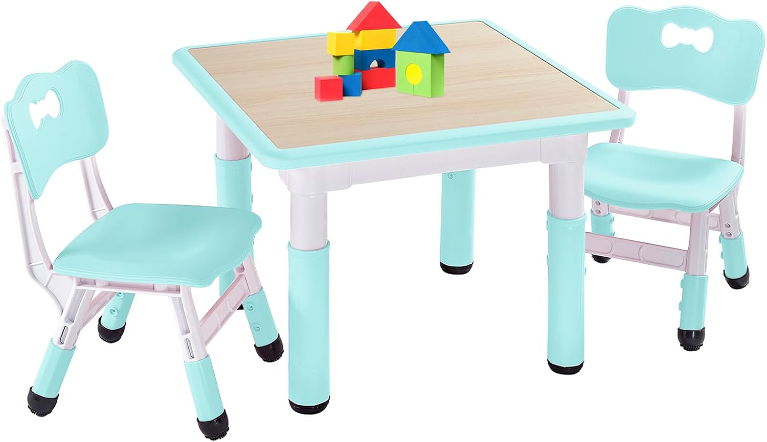 FUNLIO Kids Table and 2 Chairs Set for Ages 3-8, Adjustable