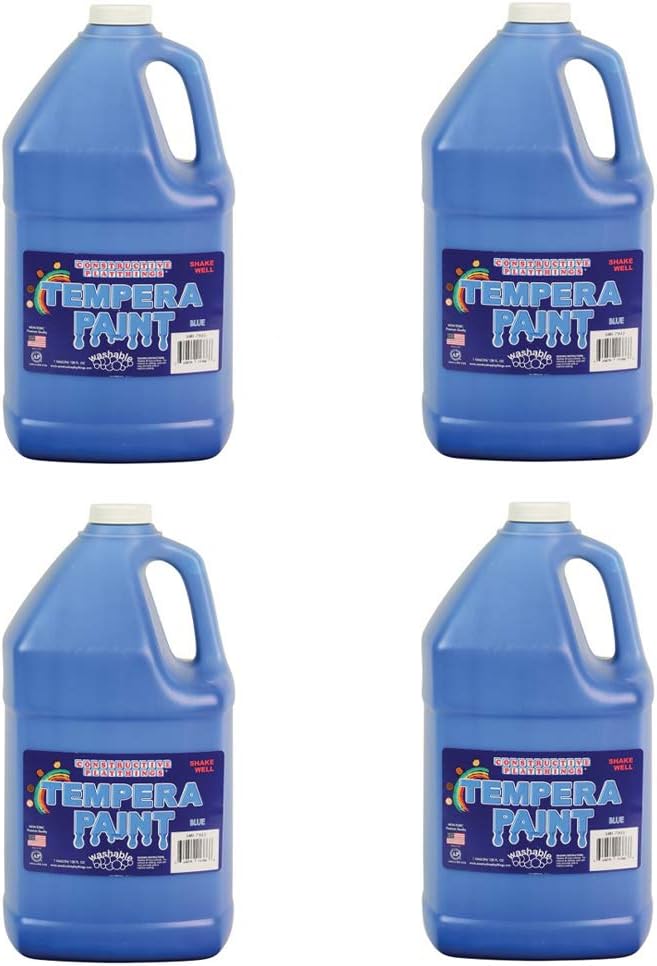 Washable Tempera Paint for Kids - Set of 4 Gallons, Blue