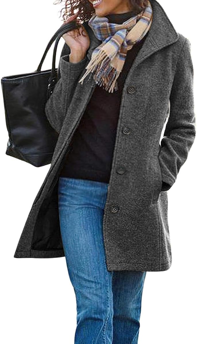 Chouyatou Women's Winter Wool Blend Pea Coat for Stylish Looks