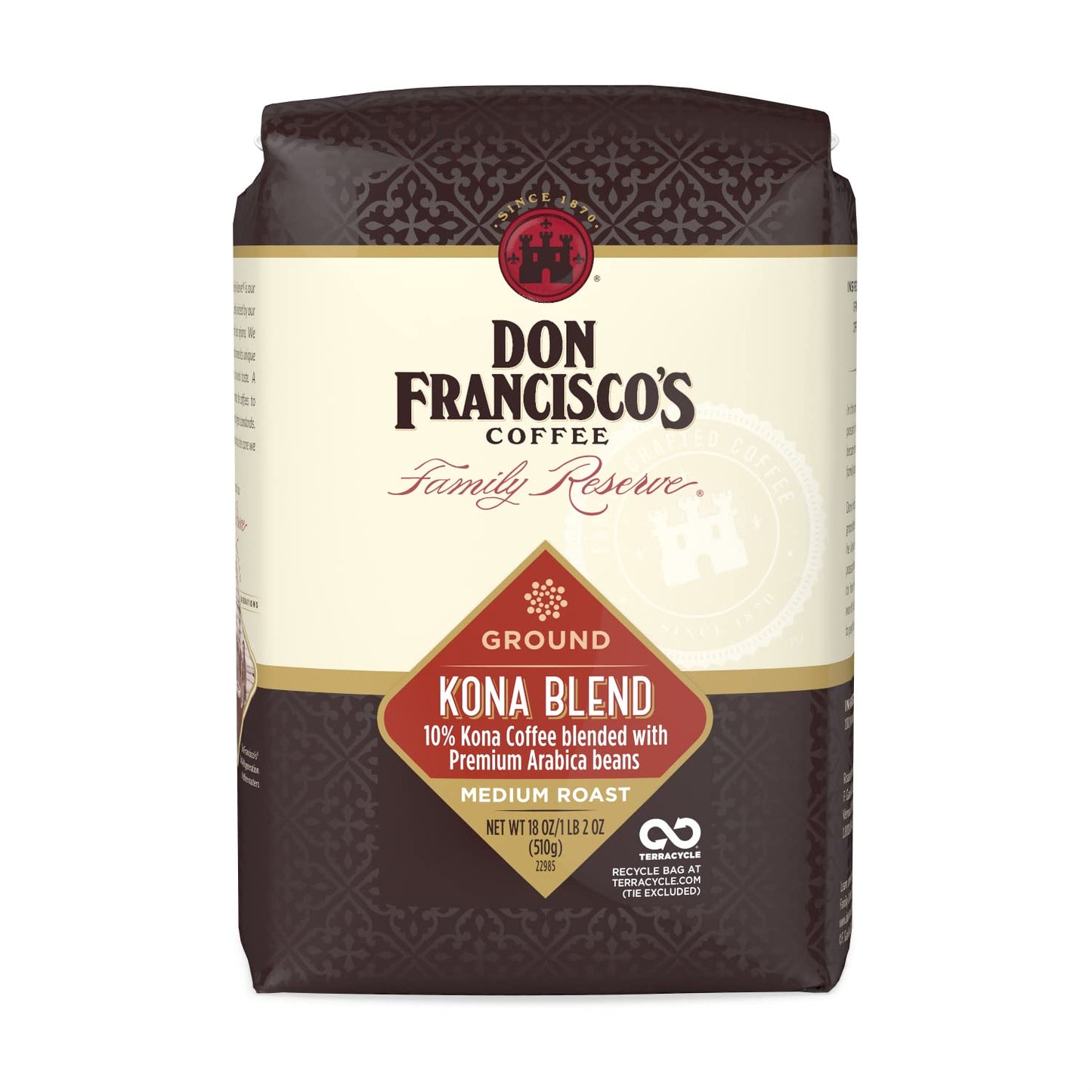 Don Francisco's Kona Blend: 10% Kona + Arabica Beans, Delicate Flavor