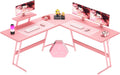 Homall Pink L Shaped Gaming Desk for Stylish Gaming Setup