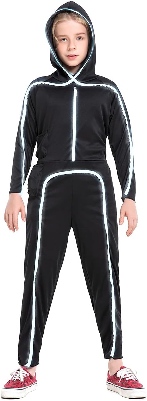 HSCTEK Light Up Child Stick Figure Costume for Fun Nights