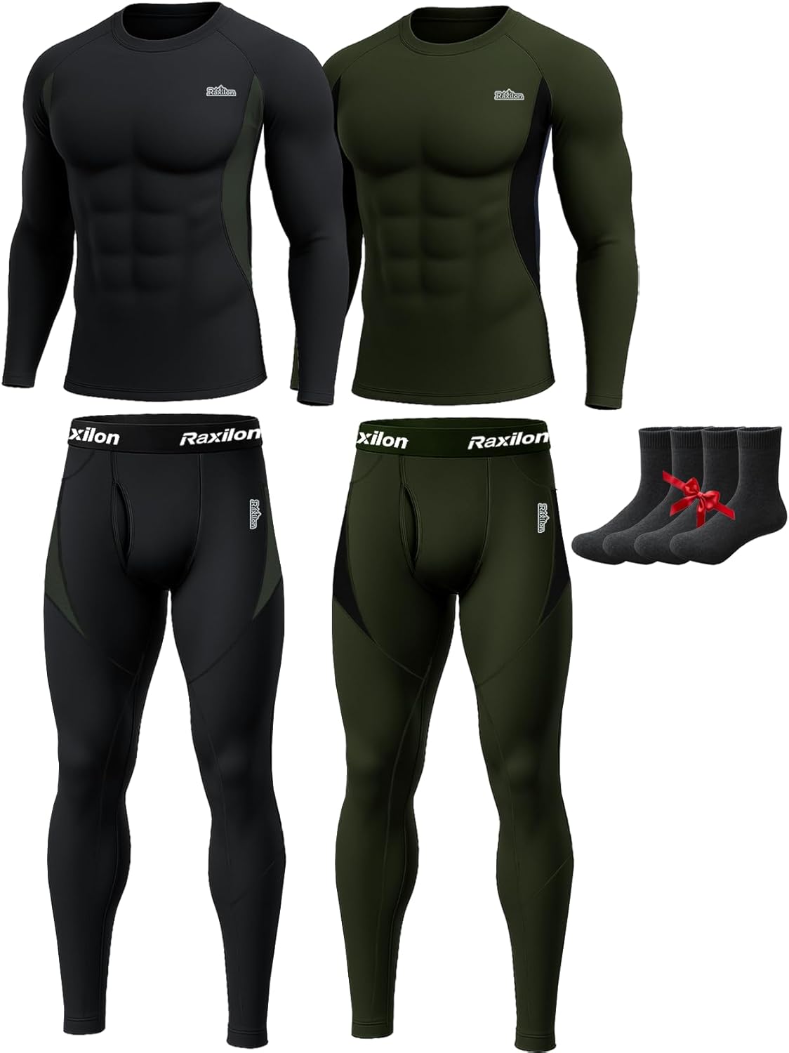 2 Pack Thermal Underwear Long Johns for Men Fleece Lined Set