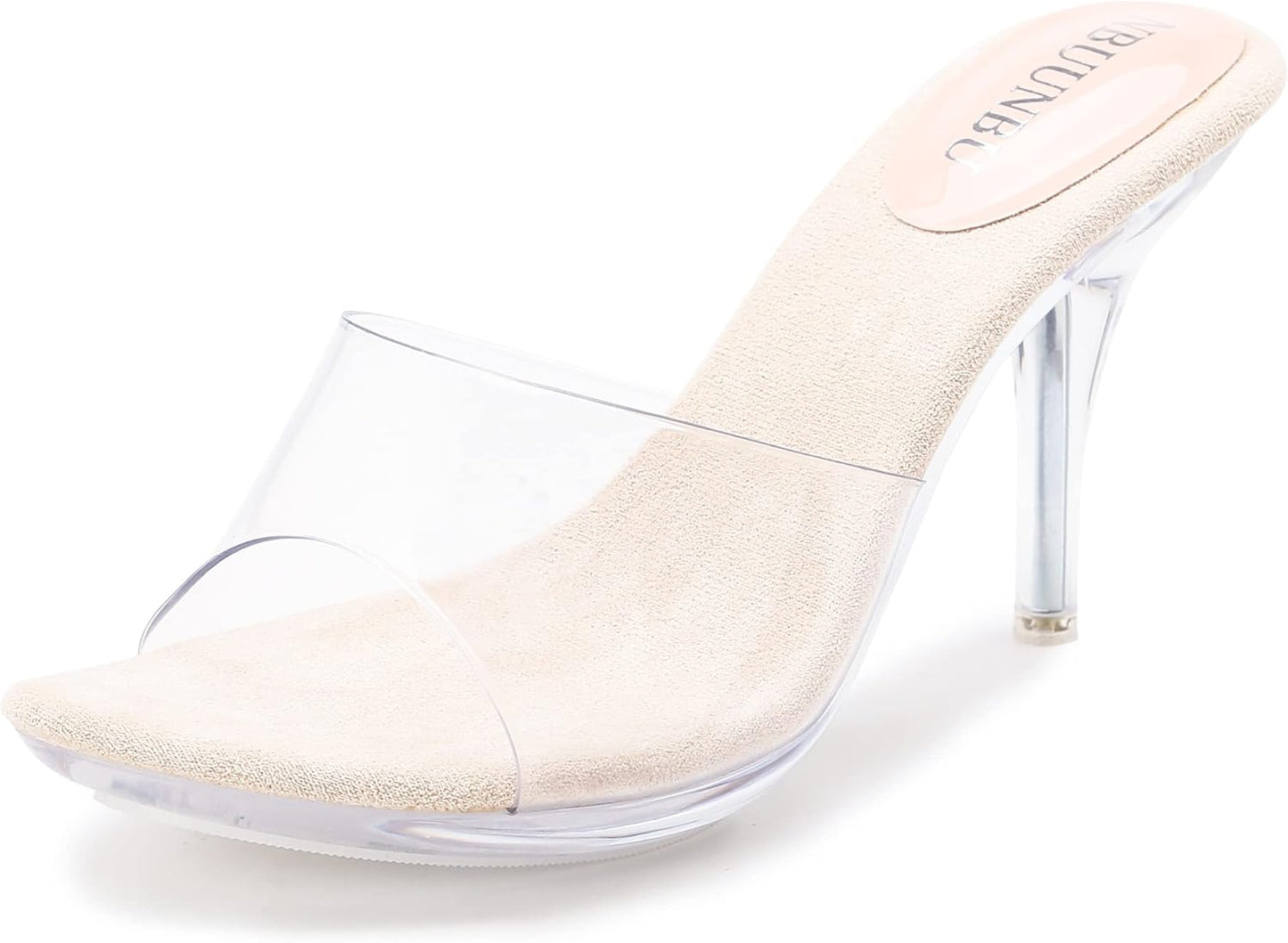 NBUUNBU Silver Clear Heels for Women - Sexy Stiletto Sandals