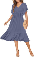 AUSELILY Summer Empire Waist Smocked Midi Dress - Flowy, Flattering
