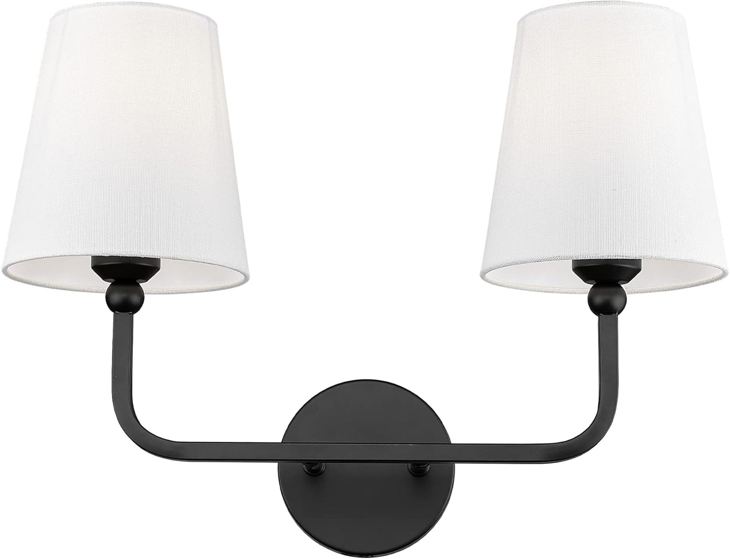 2-Light Bathroom Vanity Light Fixtures in Matte Black Finish