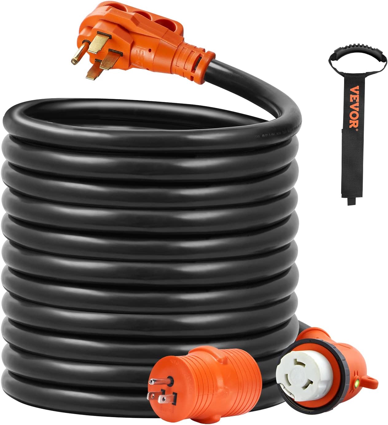 VEVOR 30 Feet RV Power Cord with LED Indicator and Adapter