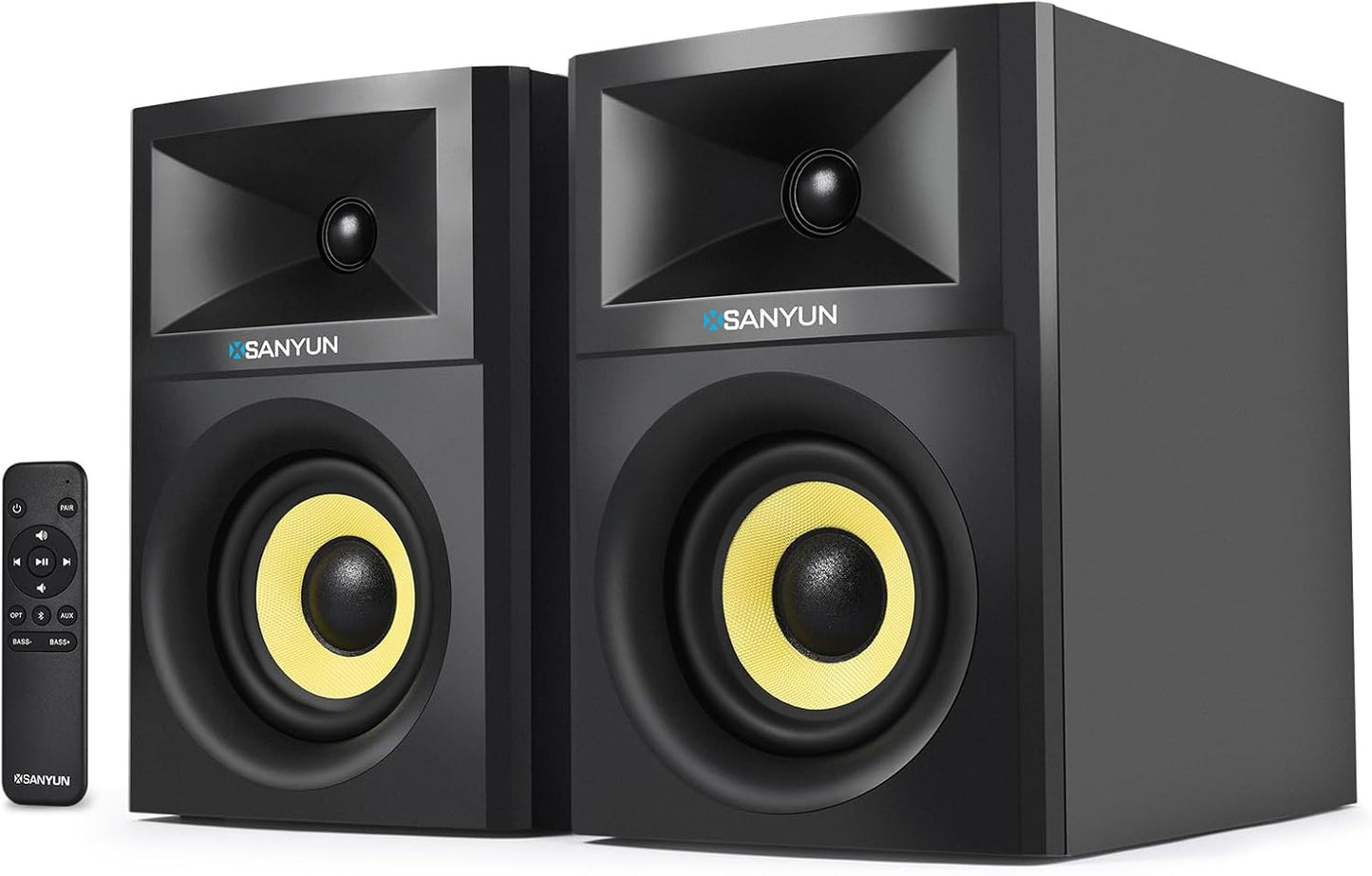 Sanyun SW205 80W Powered Bookshelf Speakers - Enhanced Loudness