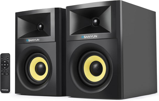 Sanyun SW205 80W Powered Bookshelf Speakers - Enhanced Loudness