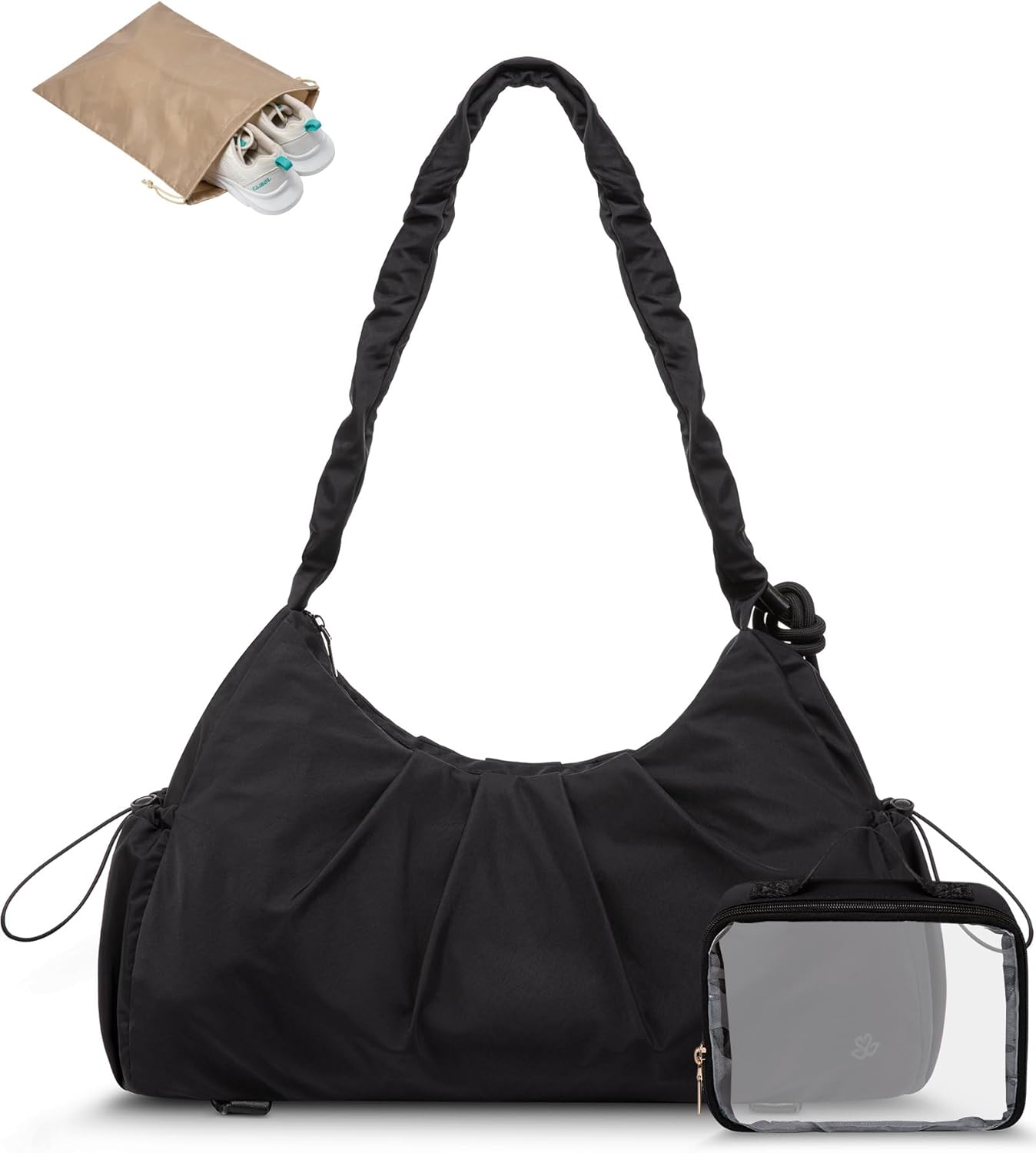 LOVEVOOK Black Gym Duffel - Wet Pocket & Yoga Mat Holder
