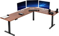 L-Shaped Standing Desk 84 x 63 in Dark Walnut Top - Memory Lift