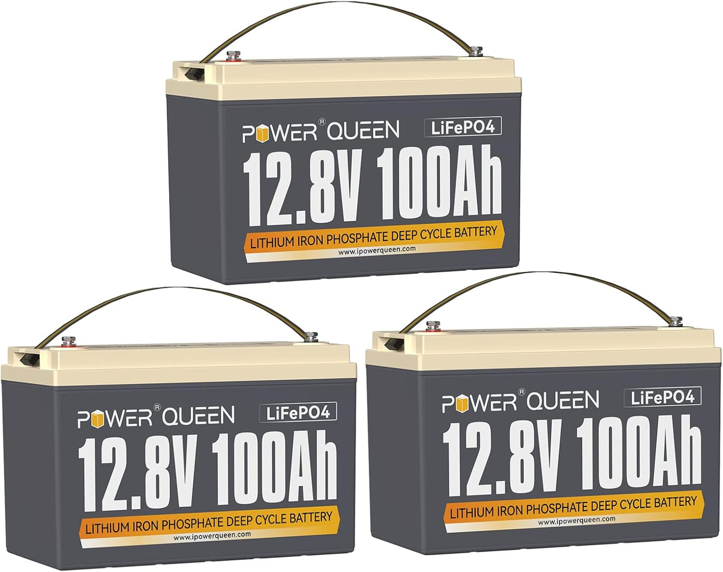 Power Queen 12.8V 100Ah LiFePO4 Battery Pack for Solar & RV Use