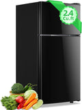2.4 Cu.ft Mini Fridge with Top Freezer Black - Dual Door Compact