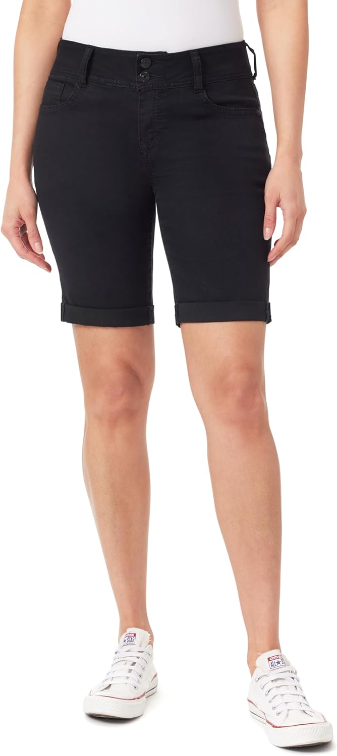 WallFlower Women's Luscious Curvy 9-inch Mid-Rise Bermuda Shorts
