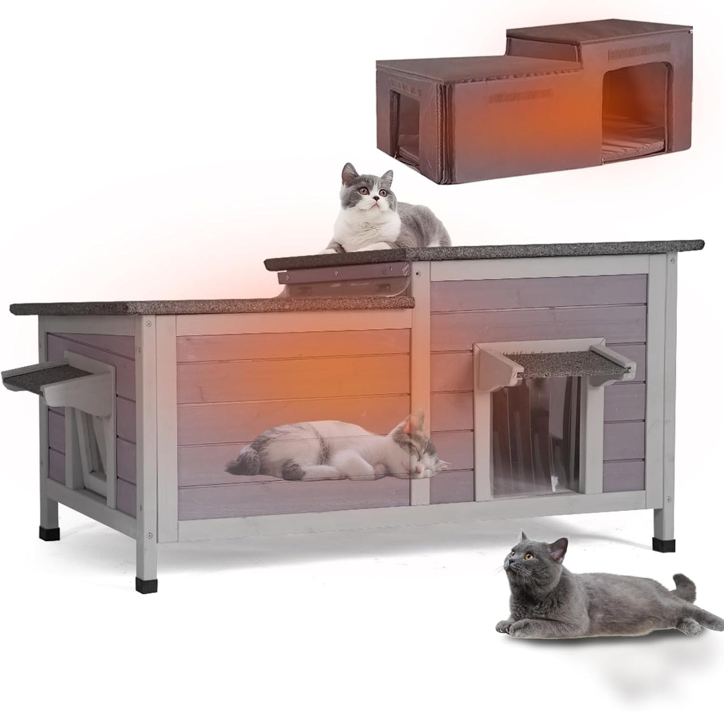 Insulated Cat House for Outside with Weatherproof Design