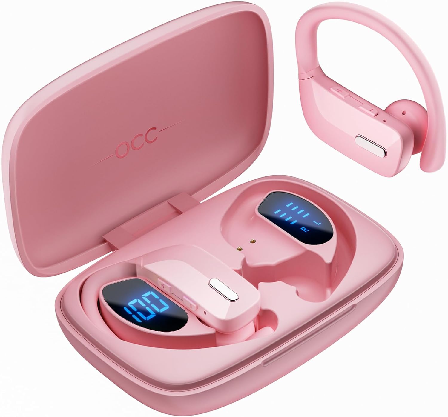 80Hrs Wireless Sport Headphones, IP7 Waterproof, ENC, Pink