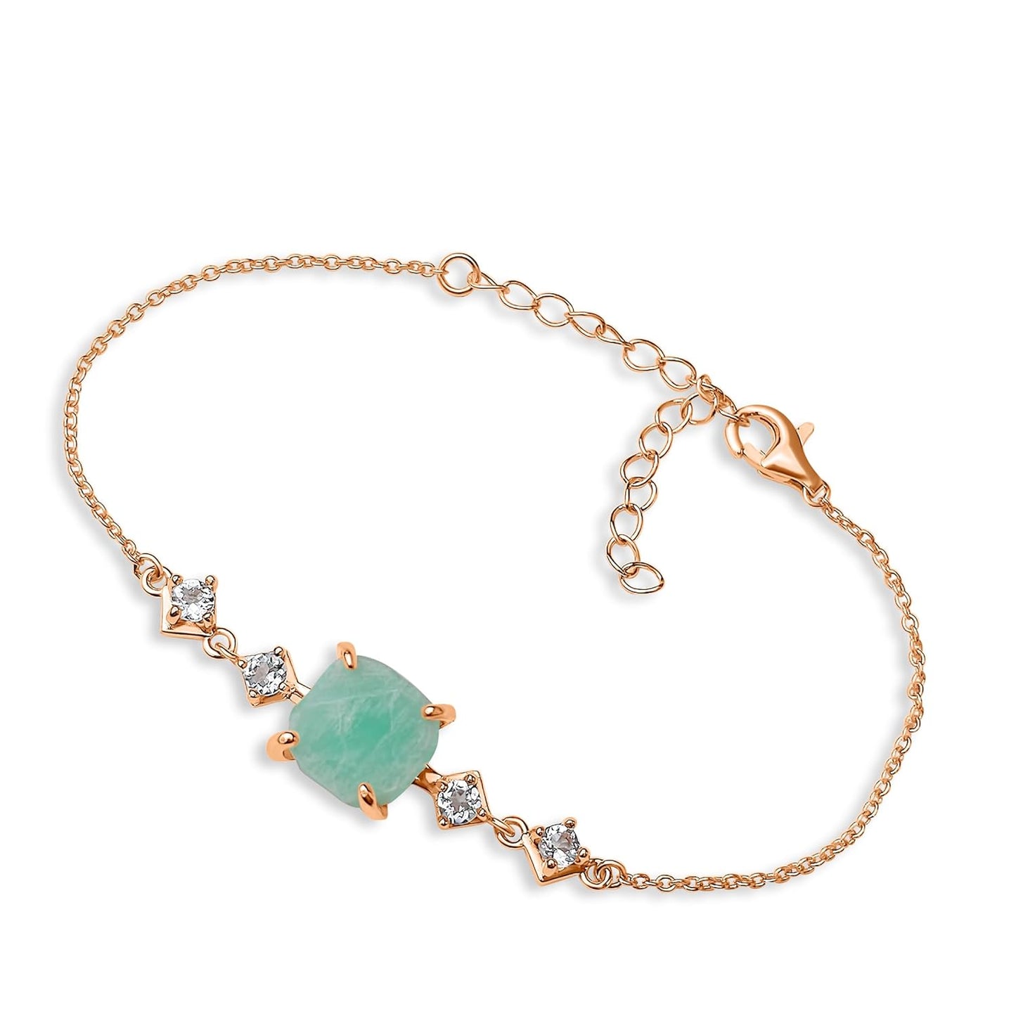 Raw Amazonite Chain Bracelet for Virgo Birthstone Gift