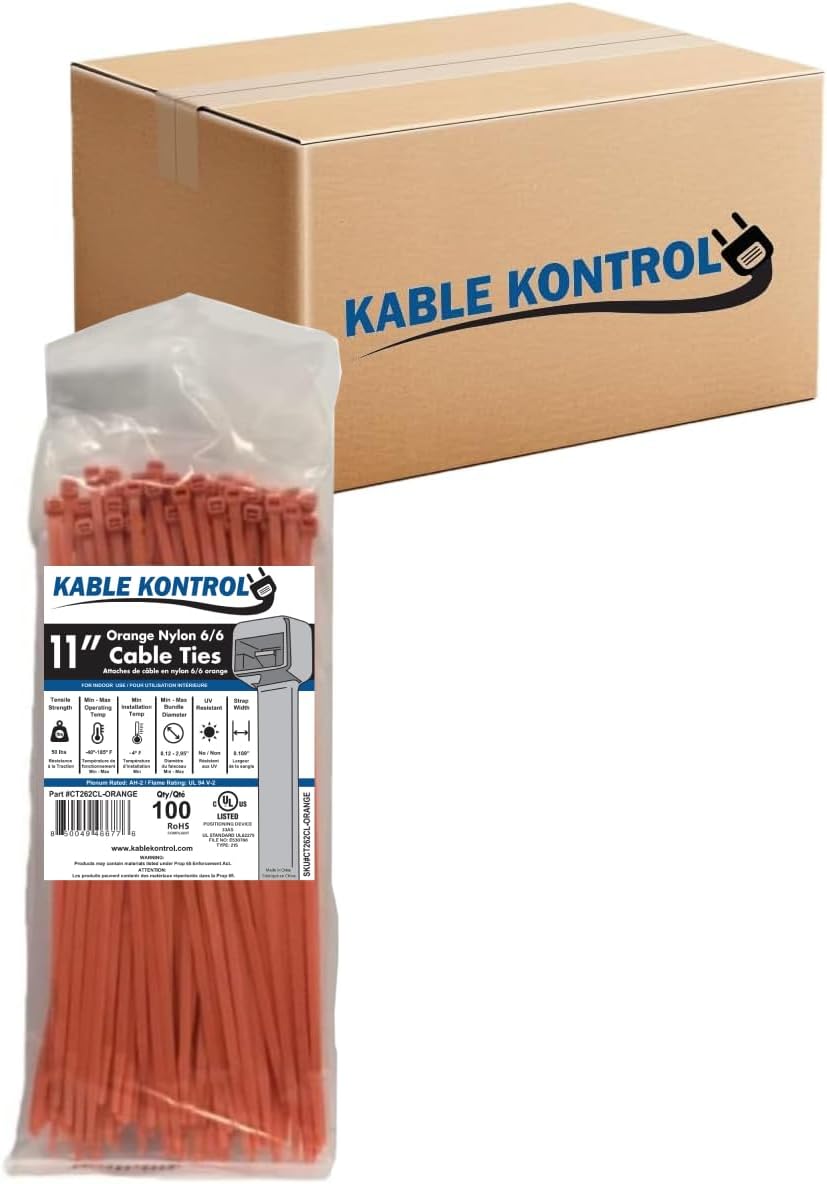 Kable Kontrol Orange Zip Ties 11 Inch for All Your Needs